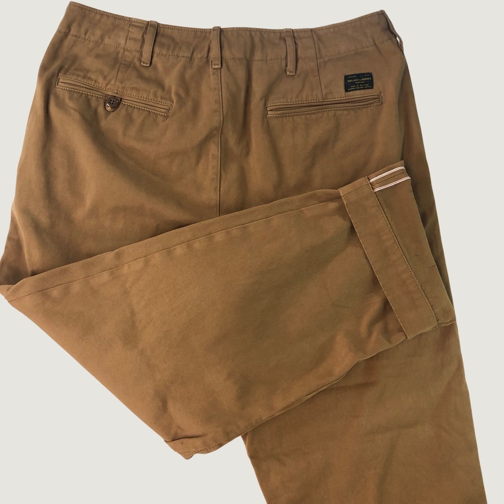 Wallace & Barnes Officer Chino Mens 32x30 Brown Selvedge Cotton Field Trousers